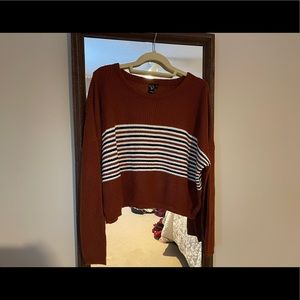 rust striped cropped sweater